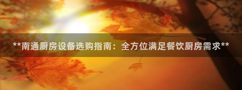 尊龙凯时官网网址：**南通厨房设备选购指南：全方位满足餐饮厨